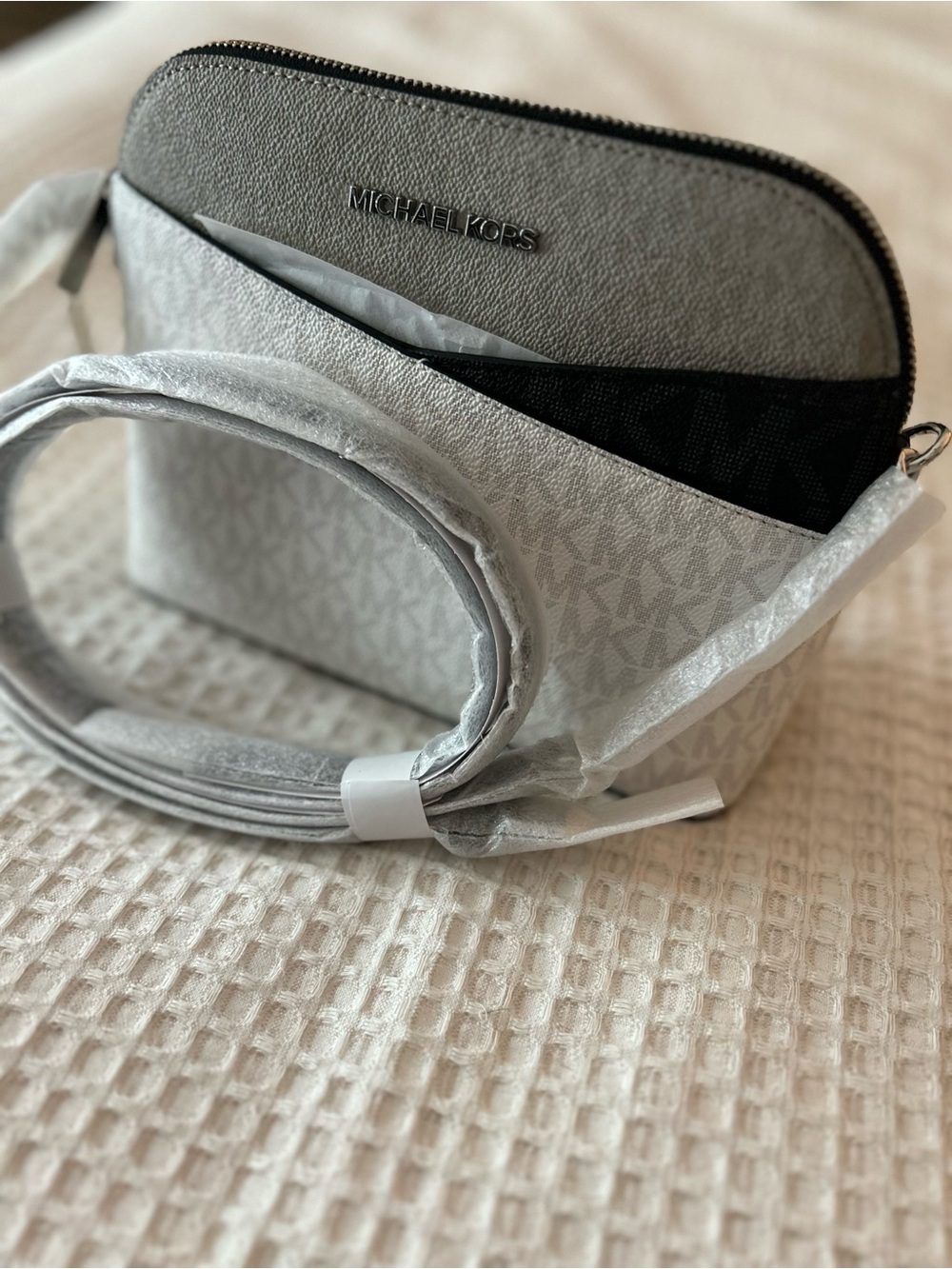 Michael Kors Light Gray/White Logo Crossbody Bag
